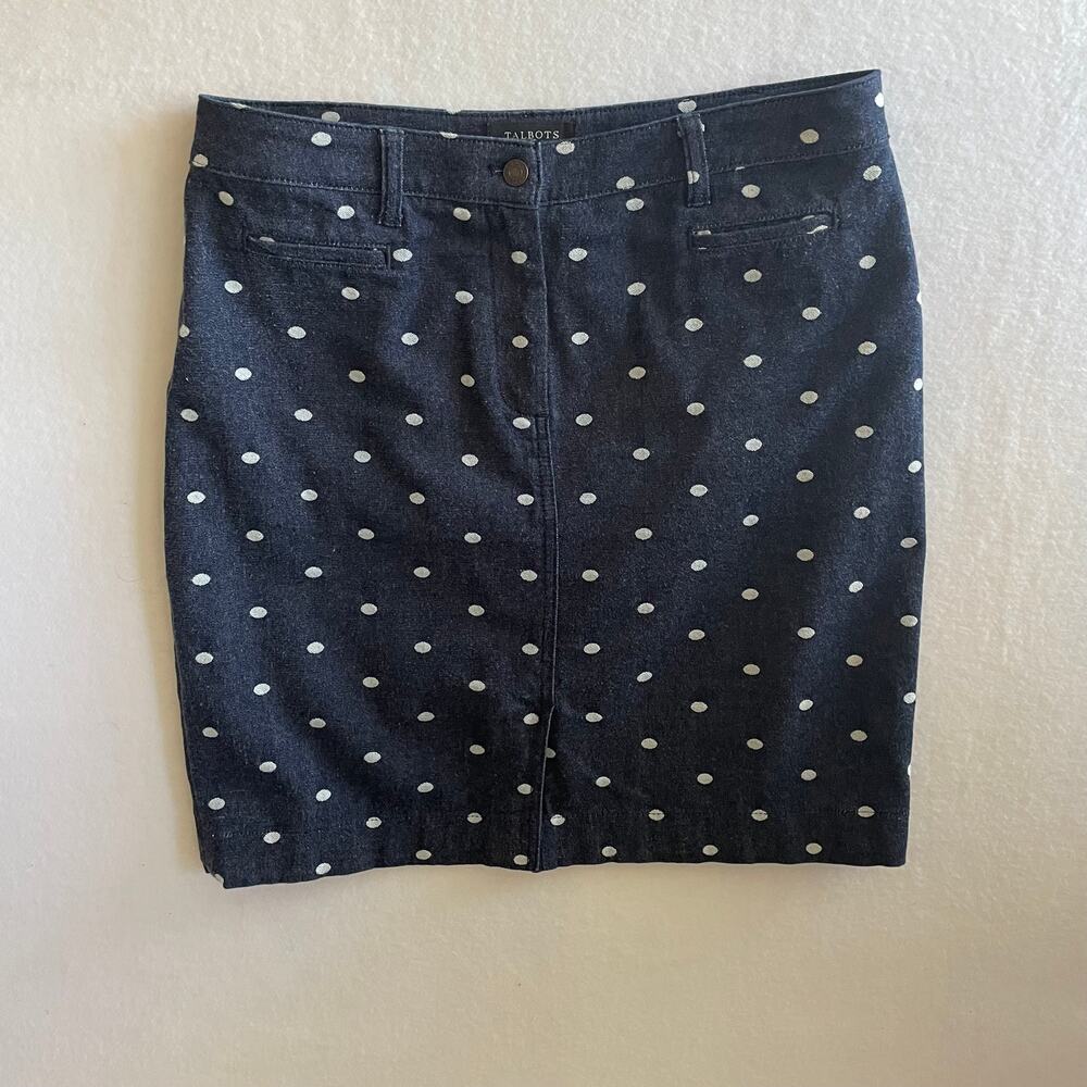 Talbots Polka Dot Denim Jean Skirt, Size 12WP - Picture 9 of 10
